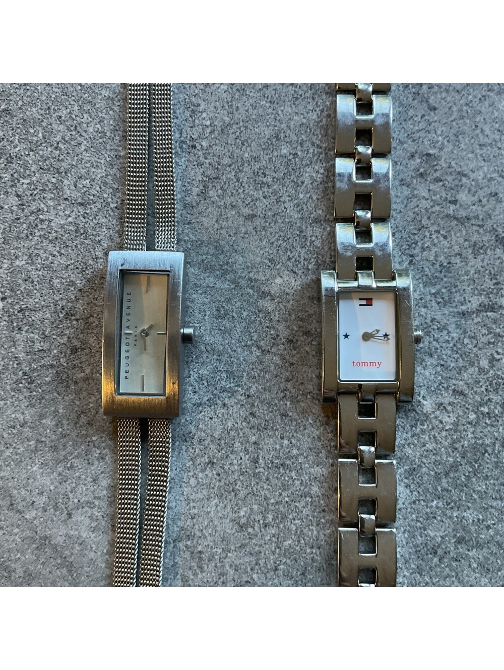 Beautiful Pair Of Womens Tank Style Watches Peugeot & Tommy Both Run Great B-V